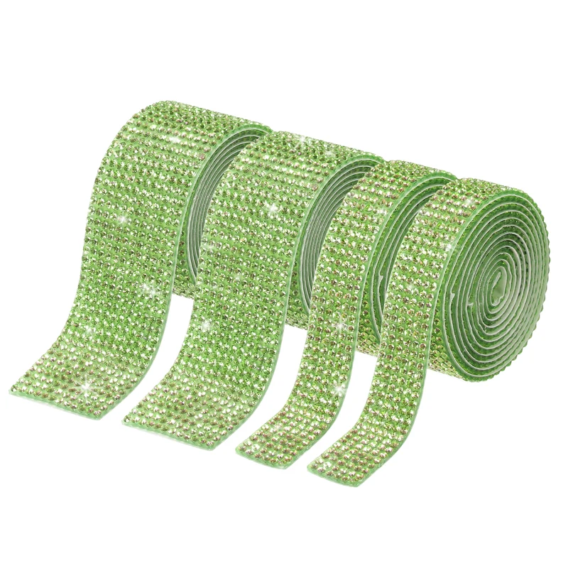 4 Roll 4 Yard 13.5/27mm Self Adhesive Crystal Ribbon Light Green
