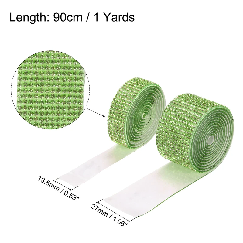 4 Roll 4 Yard 13.5/27mm Self Adhesive Crystal Ribbon Light Green
