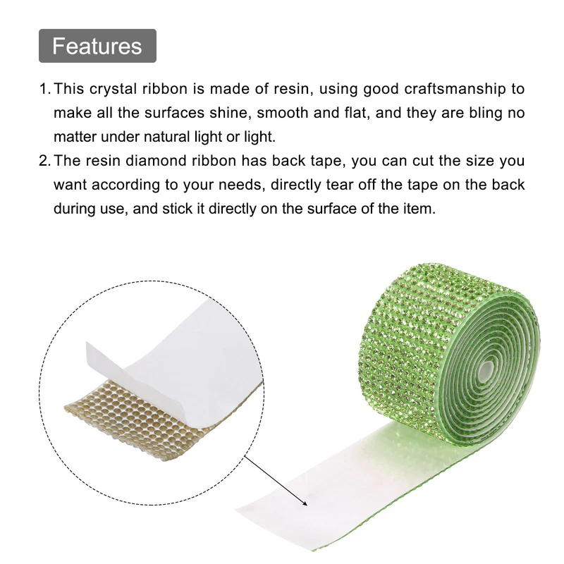 4 Roll 4 Yard 13.5/27mm Self Adhesive Crystal Ribbon Light Green