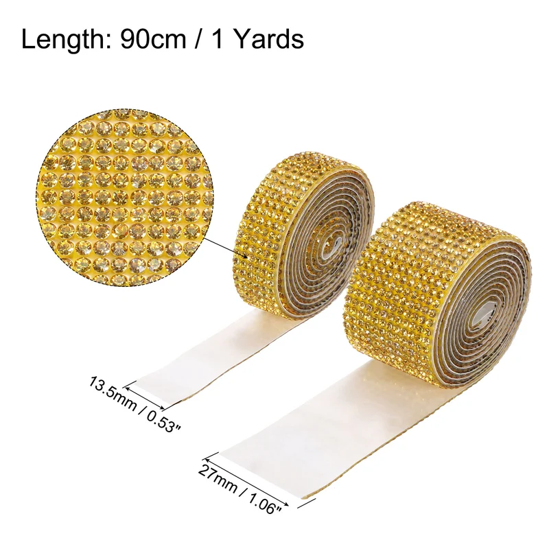 4 Roll 4 Yard 13.5/27mm Self Adhesive Crystal Ribbon Light Gold