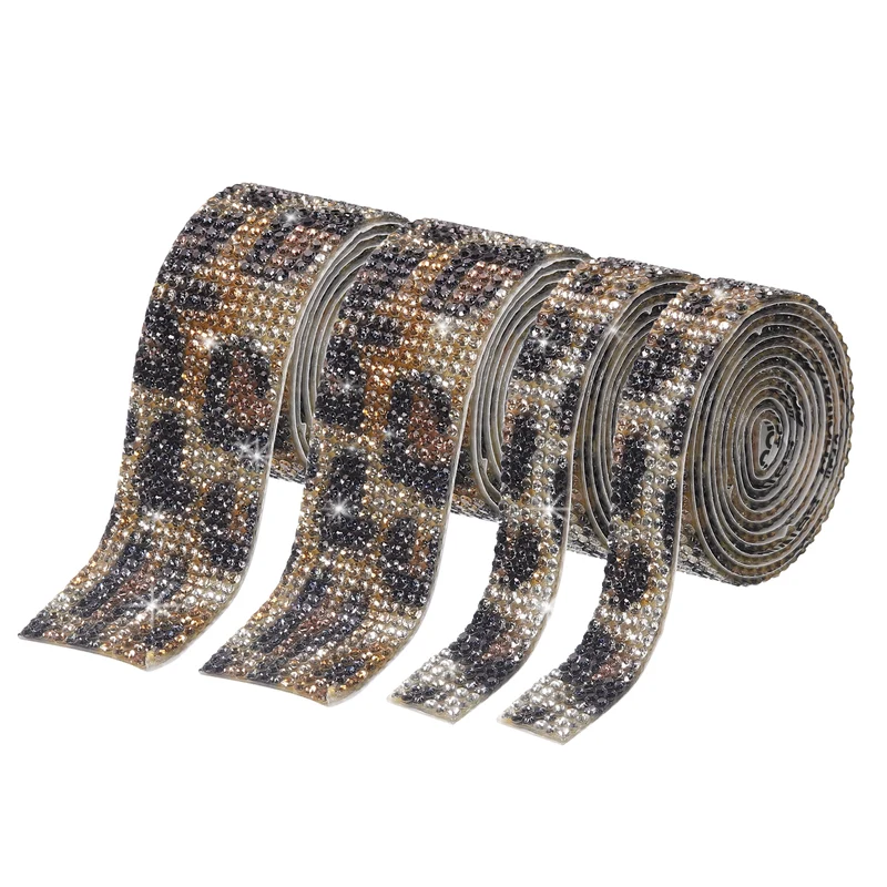4 Roll 4 Yard 13.5/27mm Self Adhesive Crystal Ribbon Black,Brown