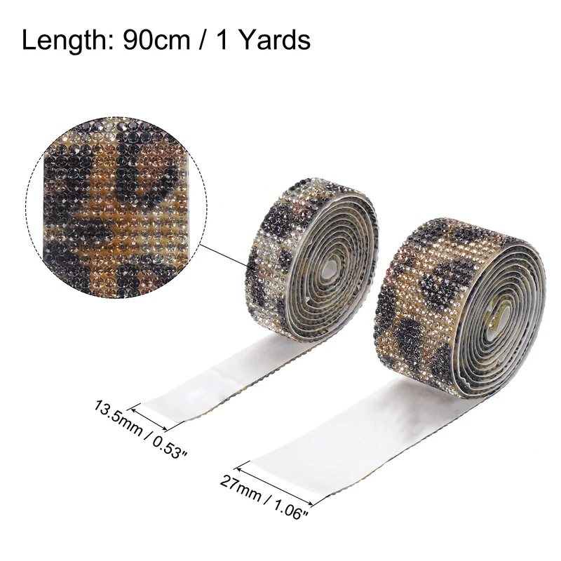 4 Roll 4 Yard 13.5/27mm Self Adhesive Crystal Ribbon Black,Brown