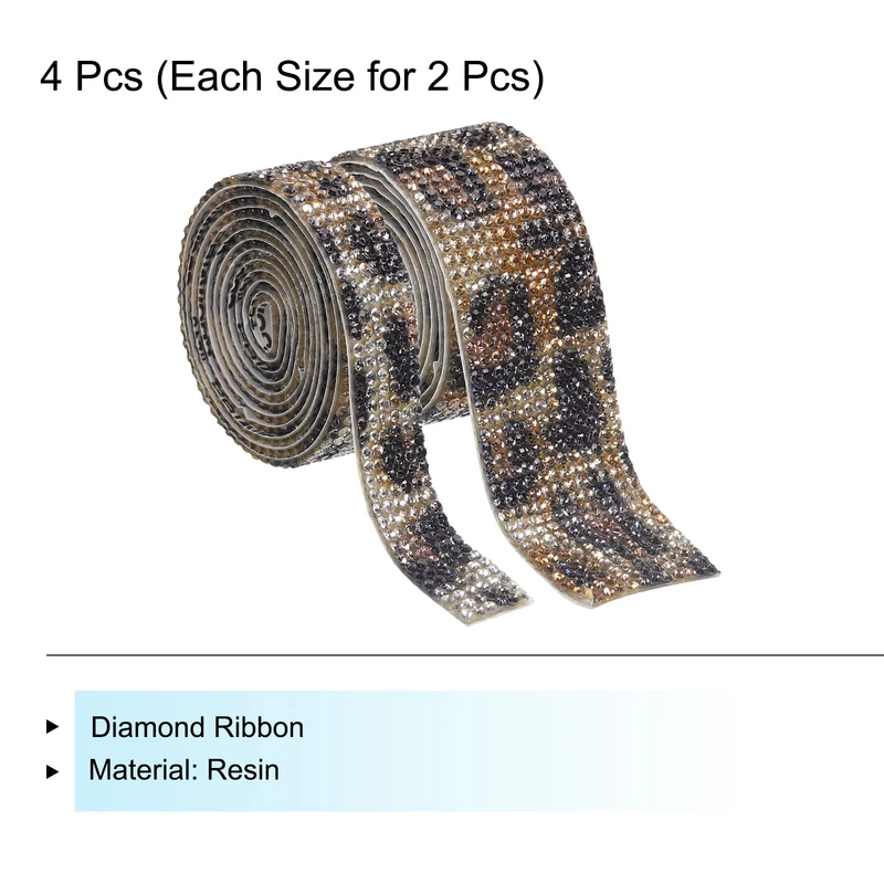 4 Roll 4 Yard 13.5/27mm Self Adhesive Crystal Ribbon Black,Brown