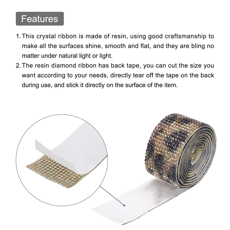 4 Roll 4 Yard 13.5/27mm Self Adhesive Crystal Ribbon Black,Brown