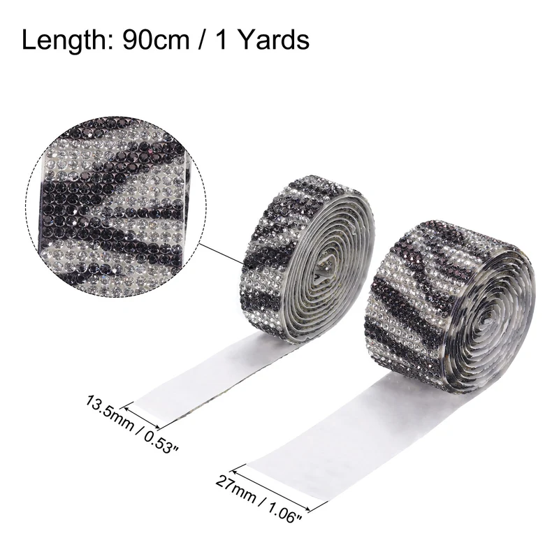 4 Roll 4 Yard 13.5/27mm Self Adhesive Crystal Ribbon Black+White