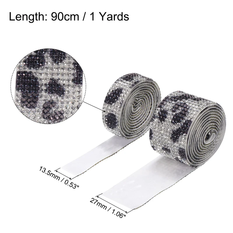 4 Roll 4 Yard 13.5/27mm Self Adhesive Crystal Ribbon Black,White