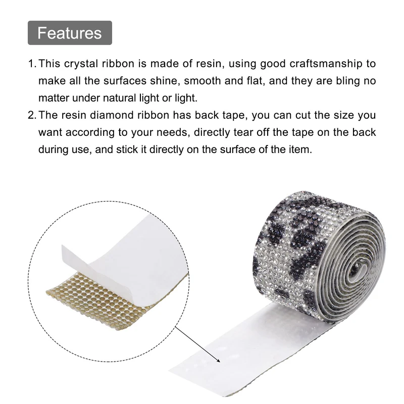 4 Roll 4 Yard 13.5/27mm Self Adhesive Crystal Ribbon Black,White