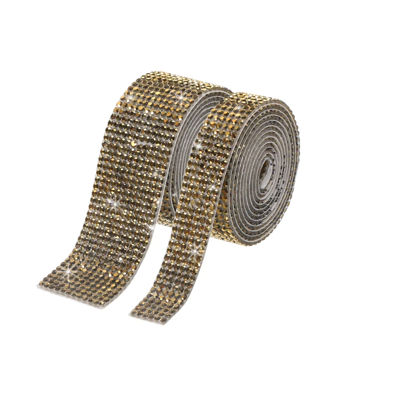 4 Roll 4 Yard 13.5/27mm Self Adhesive Crystal Ribbon Gold