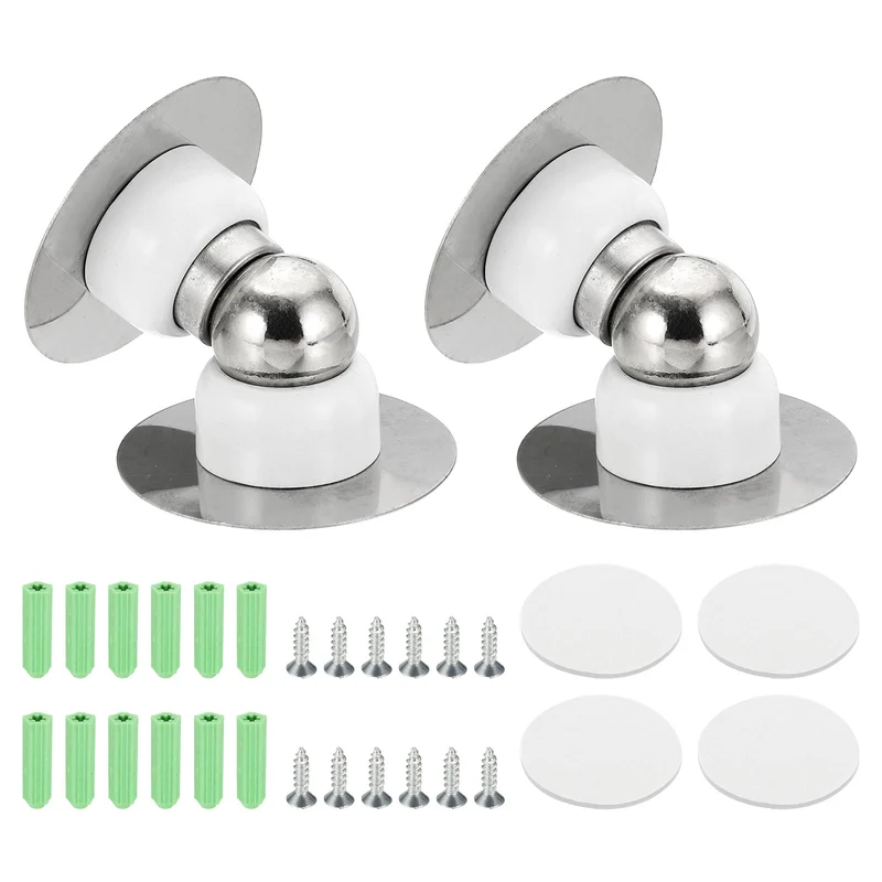 2PCS 2.1" Magnetic Door Stoppers, Wall Floor Mounted Door Catch Holder, White
