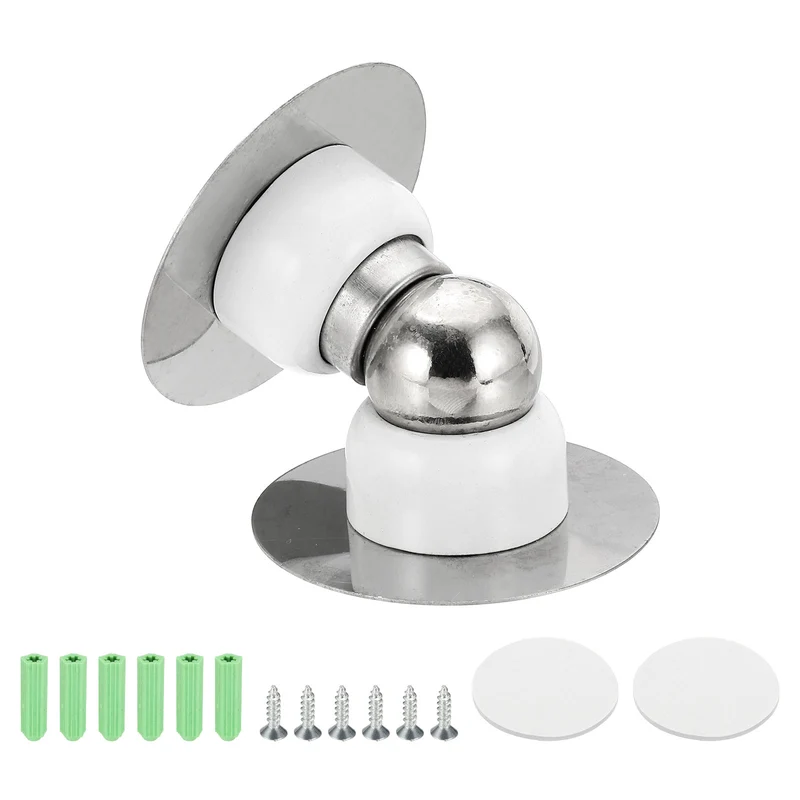 2.1" Magnetic Door Stoppers Wall Floor Mounted Door Catch Holder White]