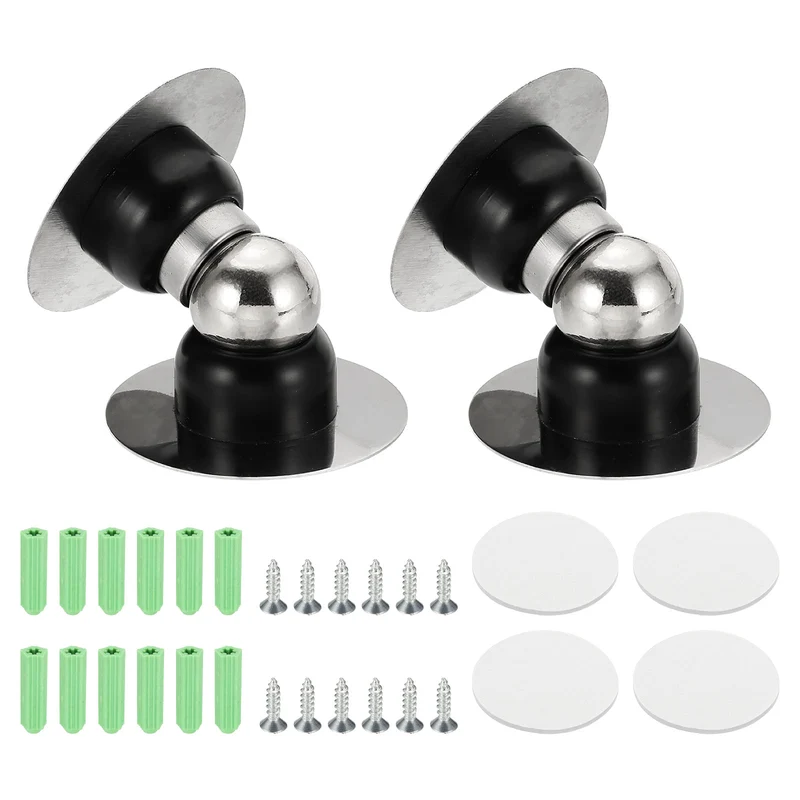 2PCS 2.1" Magnetic Door Stoppers, Wall Floor Mounted Door Catch Holder, Black