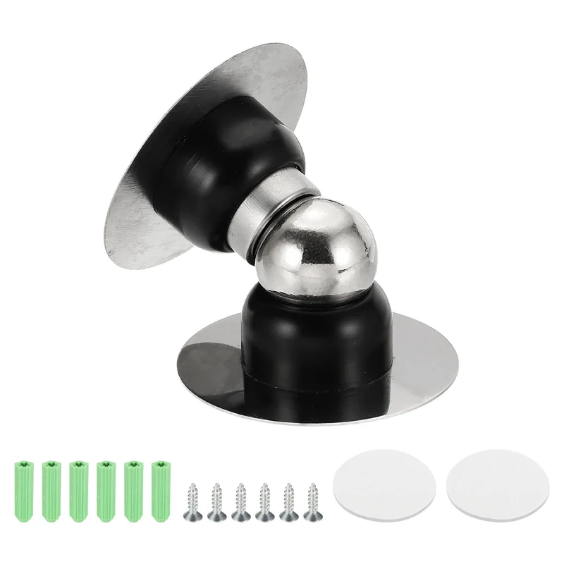 2.1" Magnetic Door Stoppers Wall Floor Mounted Door Catch Holder Black