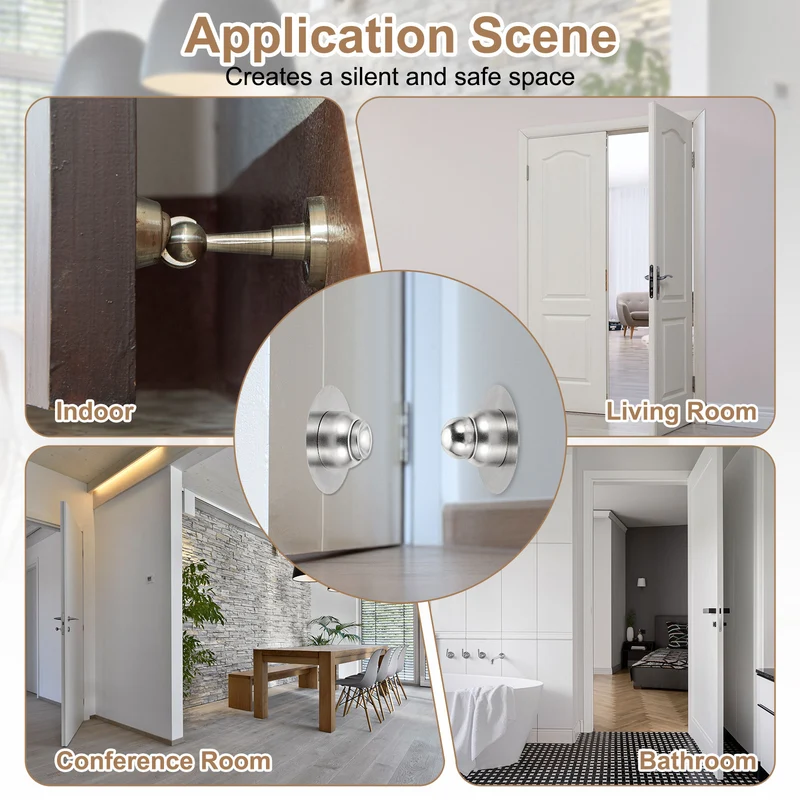 1.9" Magnetic Door Stoppers, Wall Floor Mounted Door Catch Holder, Brass