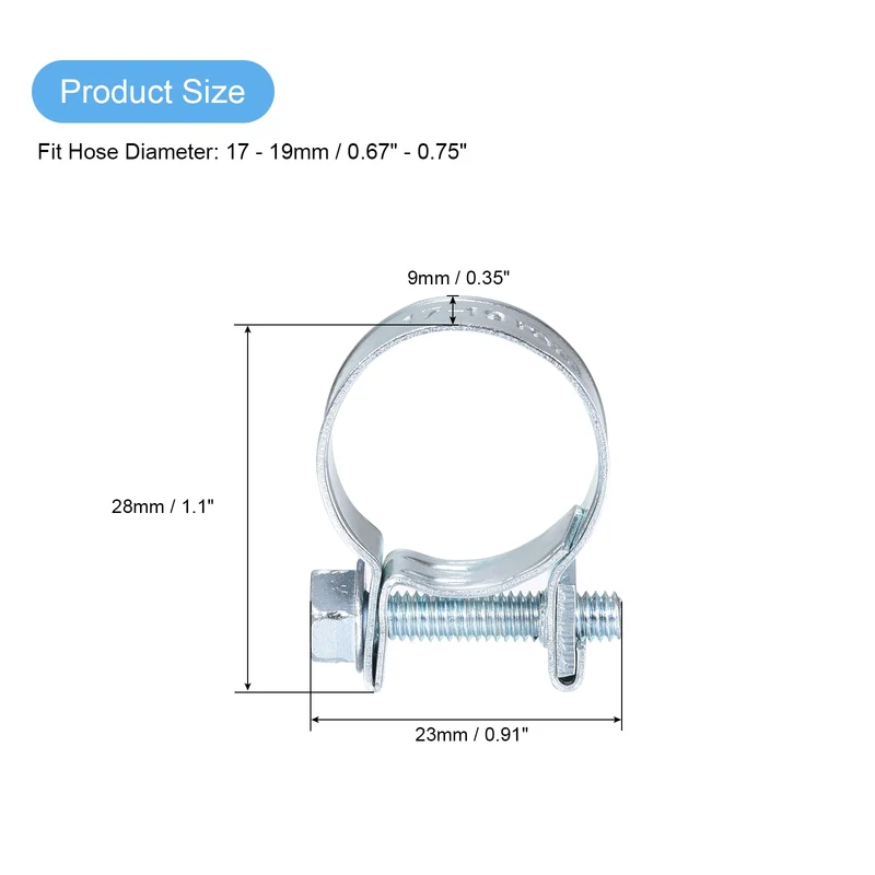 15Pcs Fuel Line Pipe Hose Clamp Clip, 17-19mm Fuel Injection Hose Clamp Adjustable Pipe Hose Clip Tube Clamps for Plumbing Automotive and Industrial