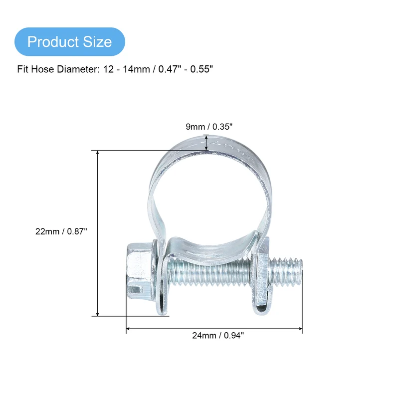 15Pcs Fuel Line Pipe Hose Clamp Clip, 12-14mm Fuel Injection Hose Clamp Adjustable Pipe Hose Clip Tube Clamps for Plumbing Automotive and Industrial