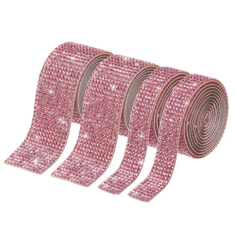 4 Roll 4 Yard 13.5/27mm Self Adhesive Crystal Ribbon Light Pink
