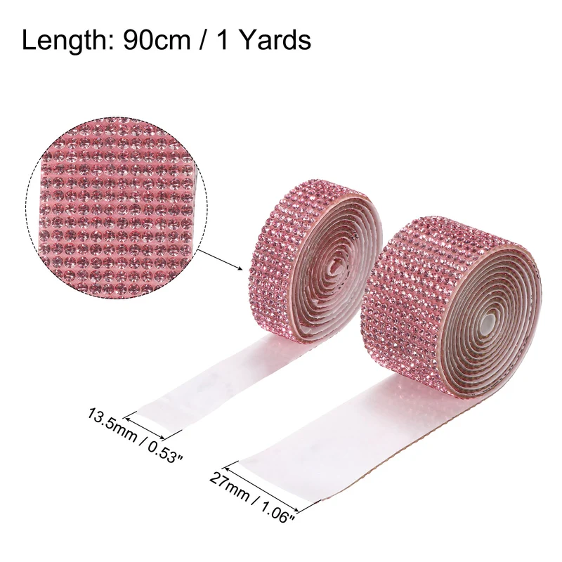 4 Roll 4 Yard 13.5/27mm Self Adhesive Crystal Ribbon Light Pink