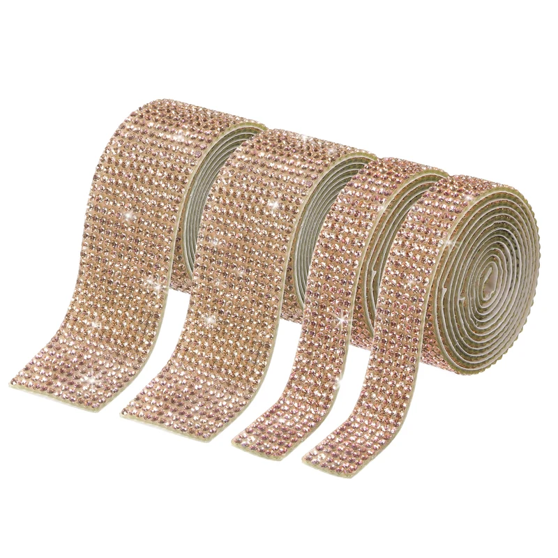 4 Roll 4 Yard 13.5/27mm Self Adhesive Crystal Ribbon Champagne