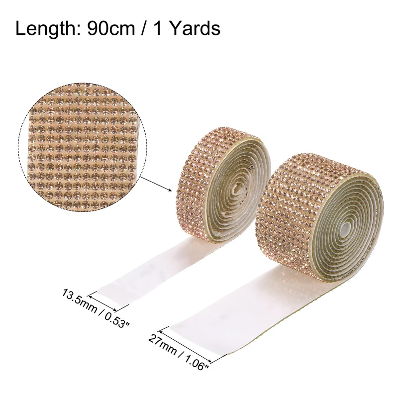 4 Roll 4 Yard 13.5/27mm Self Adhesive Crystal Ribbon Champagne