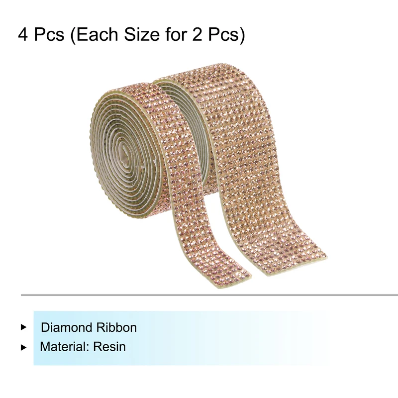 4 Roll 4 Yard 13.5/27mm Self Adhesive Crystal Ribbon Champagne