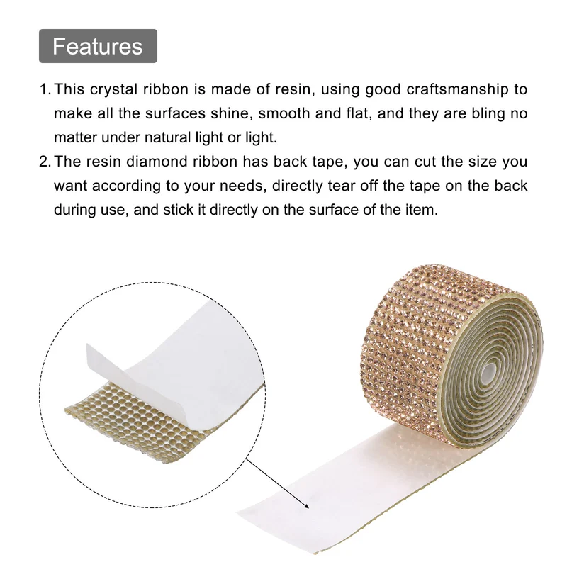 4 Roll 4 Yard 13.5/27mm Self Adhesive Crystal Ribbon Champagne