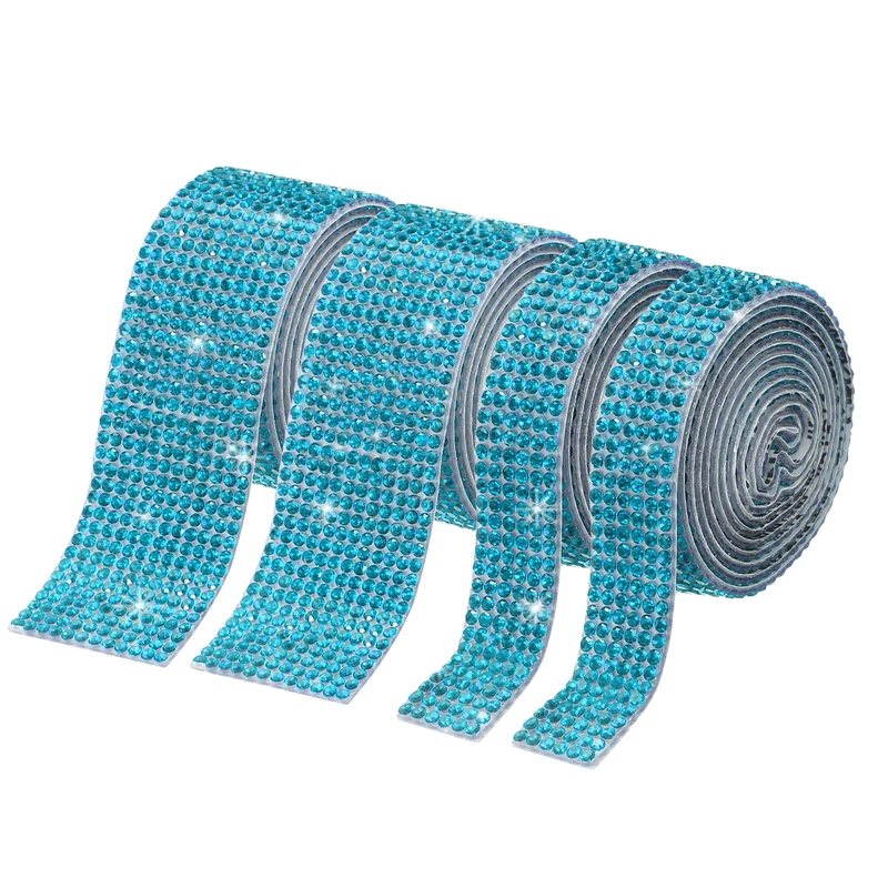 4 Roll 4 Yard 13.5/27mm Self Adhesive Crystal Ribbon Lake Blue