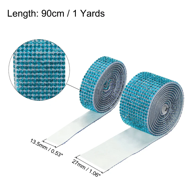 4 Roll 4 Yard 13.5/27mm Self Adhesive Crystal Ribbon Lake Blue