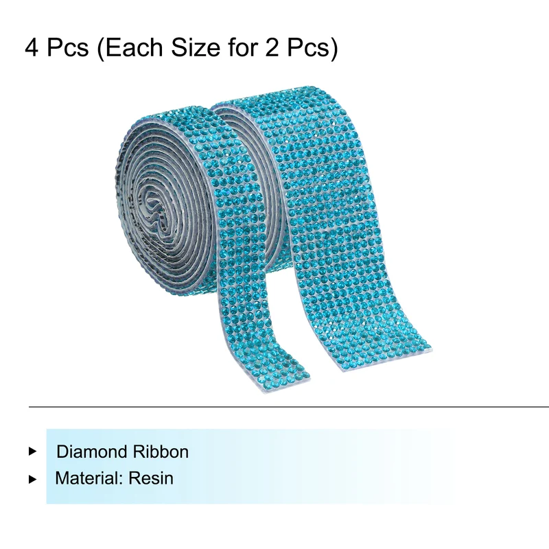 4 Roll 4 Yard 13.5/27mm Self Adhesive Crystal Ribbon Lake Blue