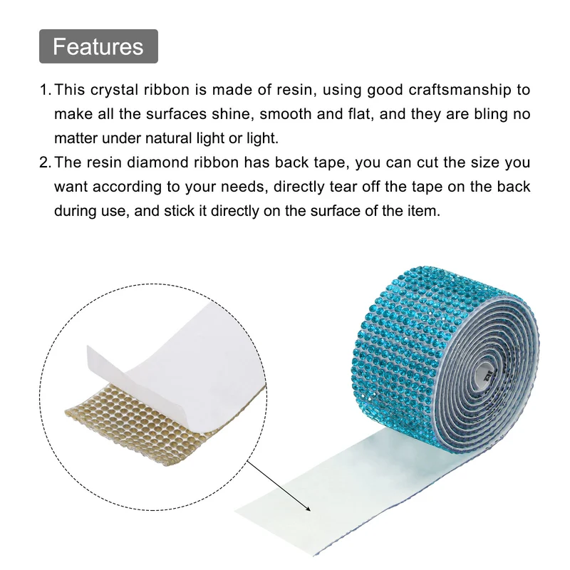 4 Roll 4 Yard 13.5/27mm Self Adhesive Crystal Ribbon Lake Blue