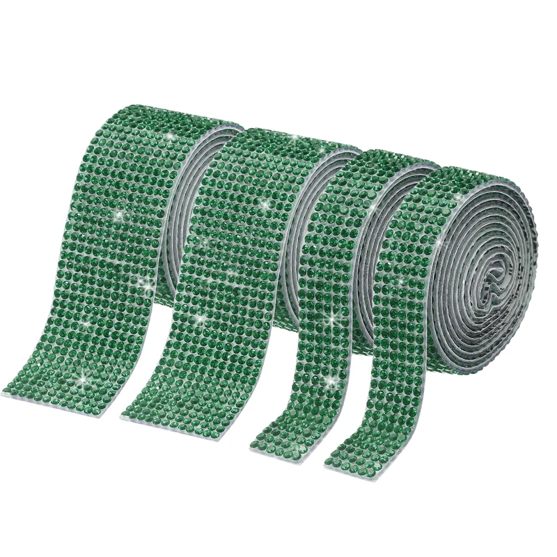 4 Roll 4 Yard 13.5/27mm Self Adhesive Crystal Ribbon Dark Green