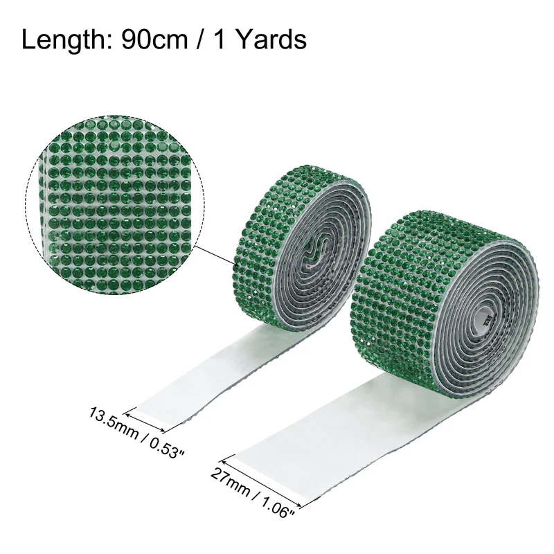 4 Roll 4 Yard 13.5/27mm Self Adhesive Crystal Ribbon Dark Green