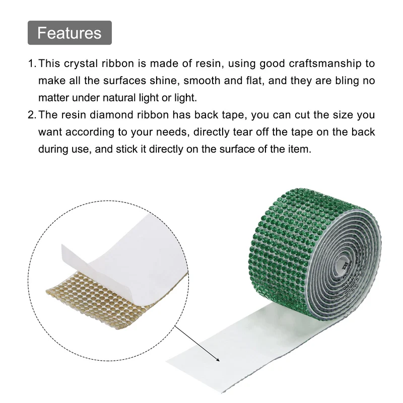 4 Roll 4 Yard 13.5/27mm Self Adhesive Crystal Ribbon Dark Green
