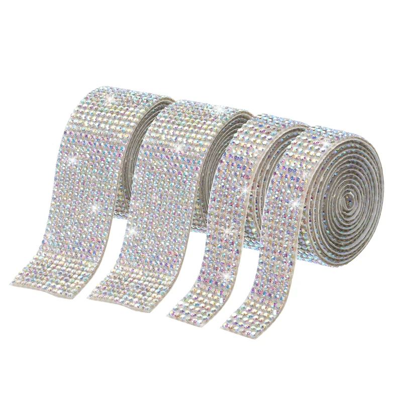 4 Roll 4 Yard 13.5/27mm Self Adhesive Crystal Ribbon Colorful