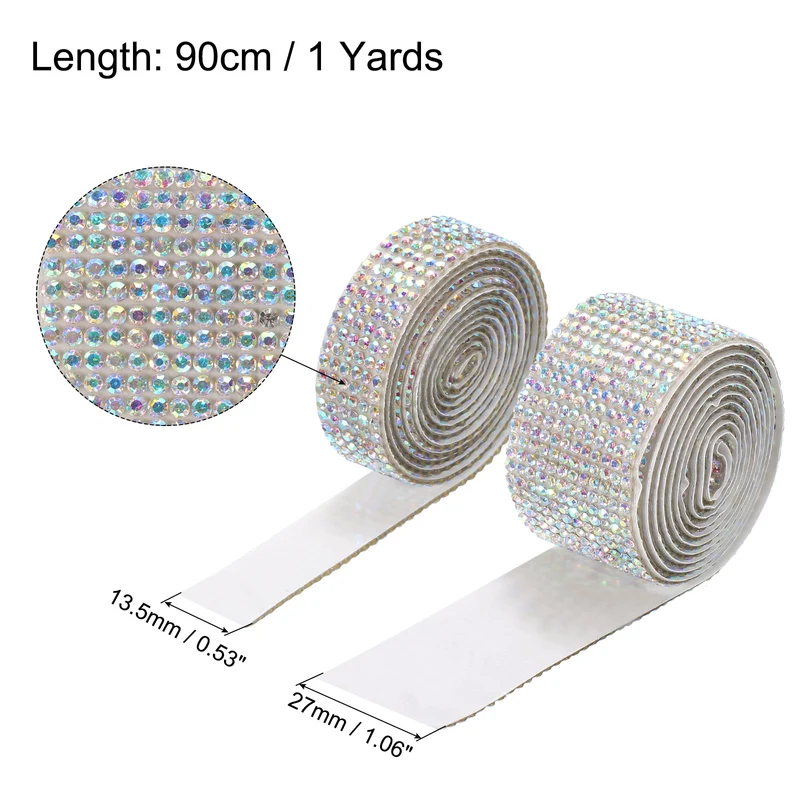 4 Roll 4 Yard 13.5/27mm Self Adhesive Crystal Ribbon Colorful