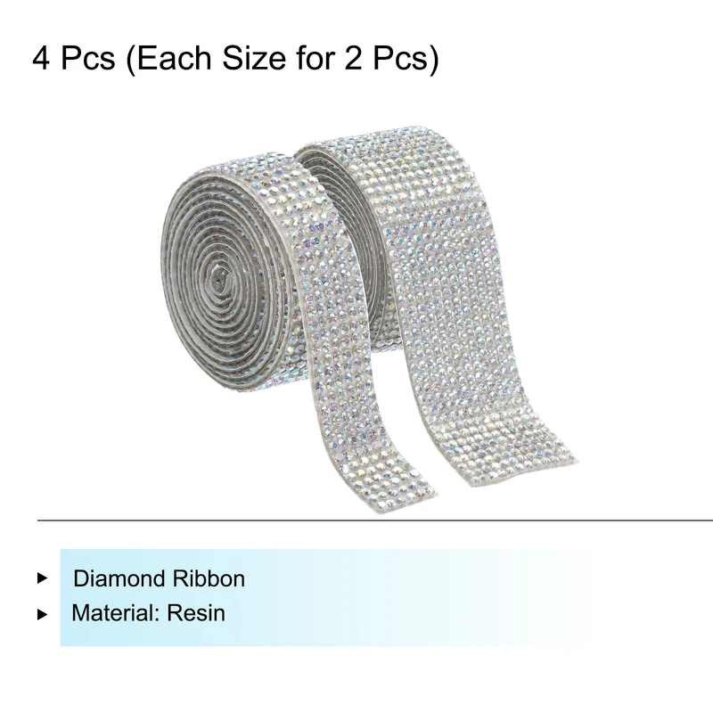 4 Roll 4 Yard 13.5/27mm Self Adhesive Crystal Ribbon Colorful
