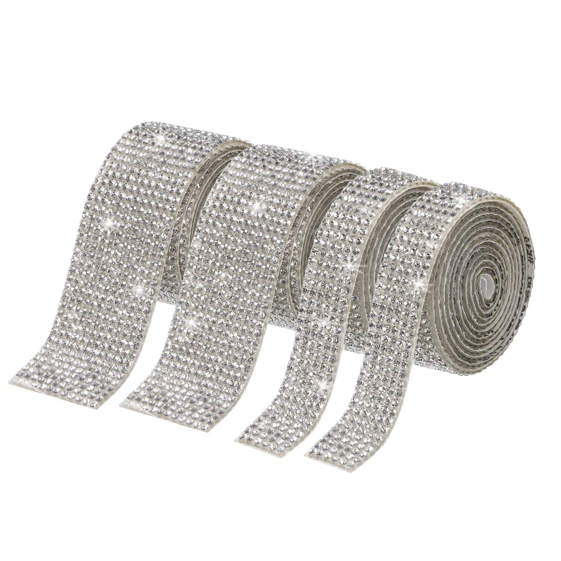 4 Roll 4 Yard 13.5/27mm Self Adhesive Crystal Ribbon White