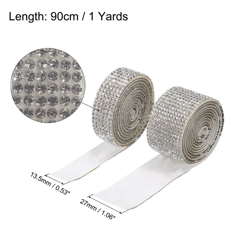4 Roll 4 Yard 13.5/27mm Self Adhesive Crystal Ribbon White