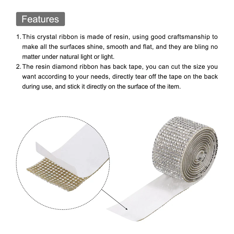 4 Roll 4 Yard 13.5/27mm Self Adhesive Crystal Ribbon White