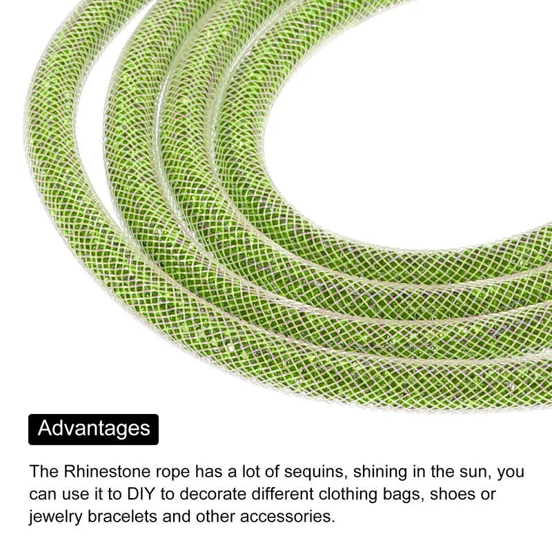 6mm x 120cm Rhinestone Rope Crystal Rope Green Mesh Green Diamond