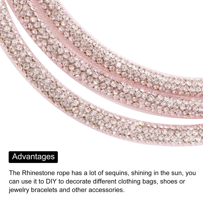 6mm x 120cm Rhinestone Rope Crystal Rope Pink Mesh White Diamond