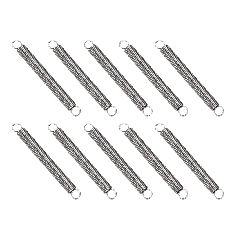 Extension Spring 10pcs Wire Dia 0.024" OD 0.2" Free Length 2"