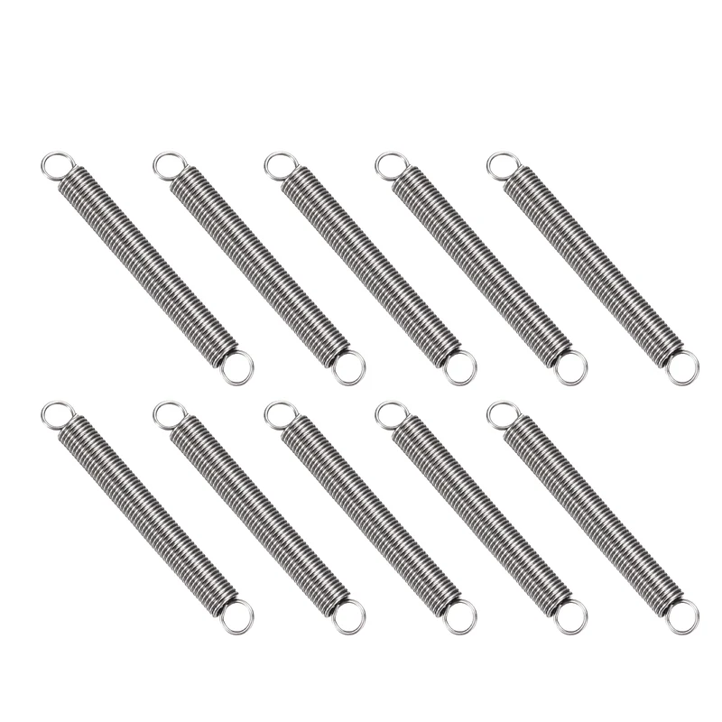 Extension Spring 10pcs Wire Dia 0.024" OD 0.2" Free Length 1.7"
