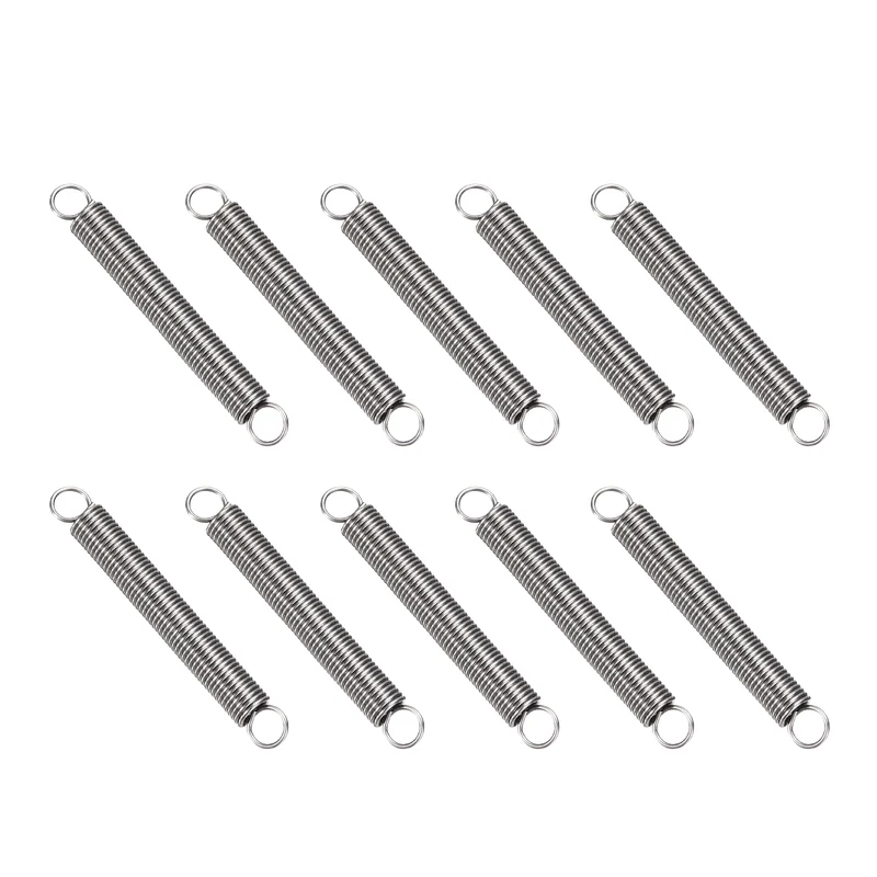 Extension Spring 10pcs Wire Dia 0.024" OD 0.2" Free Length 1.6"