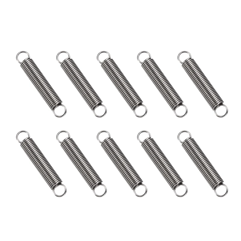 Extension Spring 10pcs Wire Dia 0.024" OD 0.2" Free Length 1.2"
