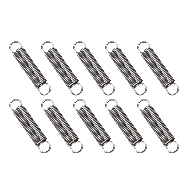 Extension Spring 10pcs Wire Dia 0.024" OD 0.2" Free Length 1"