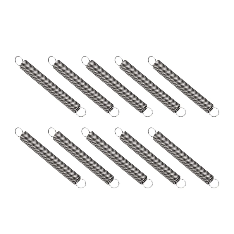 Extension Spring 10pcs Wire Dia 0.02" OD 0.24" Free Length 2.2"