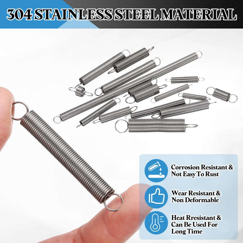 Extension Spring 10pcs Wire Dia 0.02" OD 0.24" Free Length 2.2"