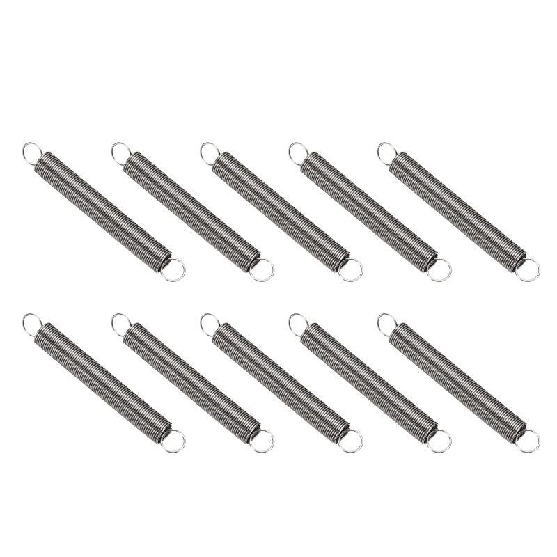 Extension Spring 10pcs Wire Dia 0.02" OD 0.24" Free Length 2"