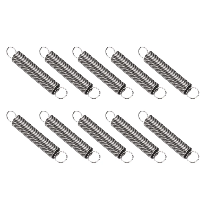 Extension Spring 10pcs Wire Dia 0.02" OD 0.24" Free Length 1.8"