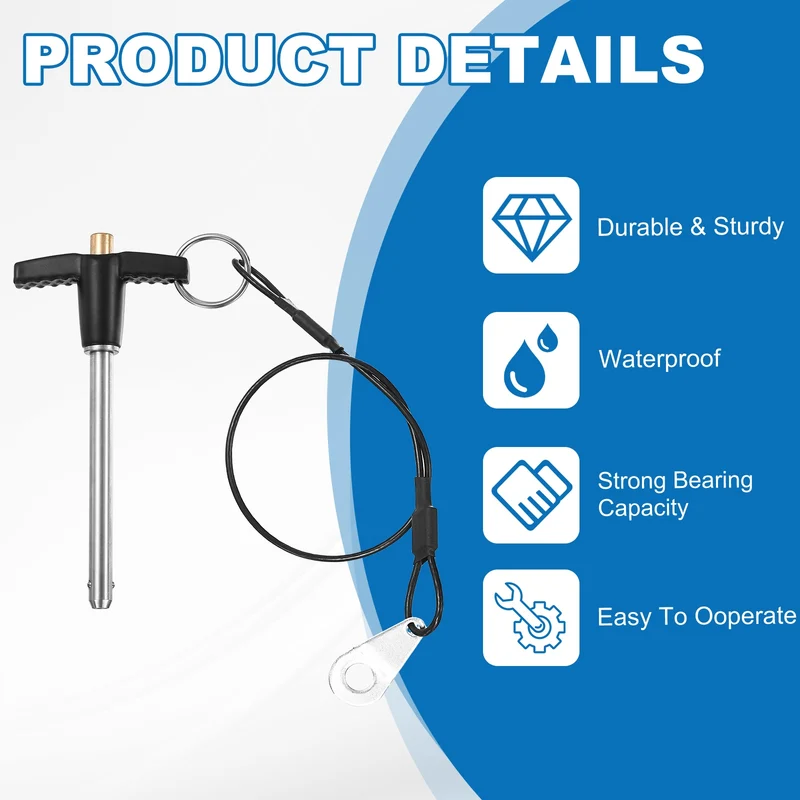 4Pcs T-Handle Quick Release Pin 1/4" x 2-3/8" (Dia x L) 304 Stainless Steel